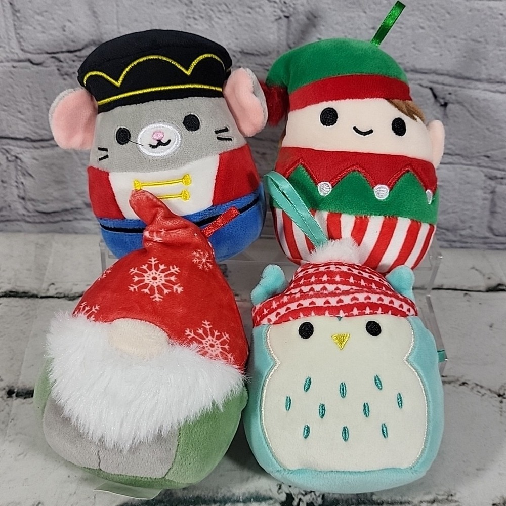 Squishmallow Christmas 5" Plush Ornament Lot Of 4 Gnome Winston Elf Murray